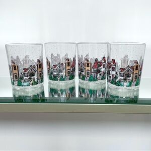 NEW Vintage 1992 Luminarc D'Arques Dublin 10.5 Ounce Christmas Glass Tumbler Set
